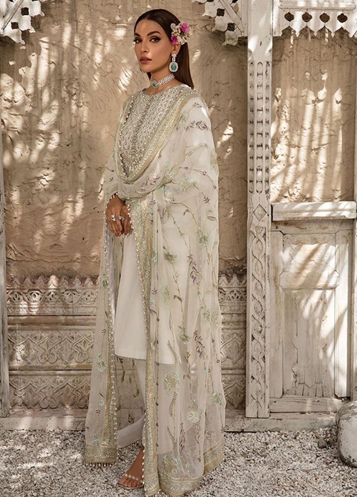 Saffron Pret Embroidered  3 Piece Suit 05 Pearl White