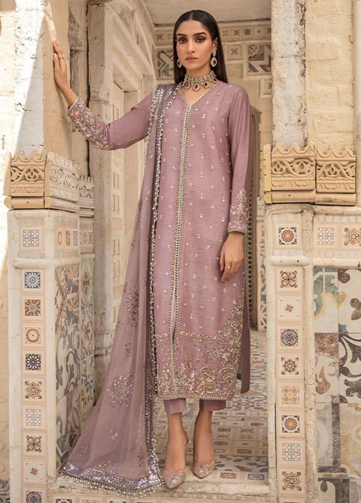 Saffron Pret Embroidered  3 Piece Suit 06 Plum Velvet