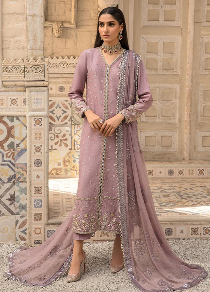 Saffron Pret Embroidered  3 Piece Suit 06 Plum Velvet