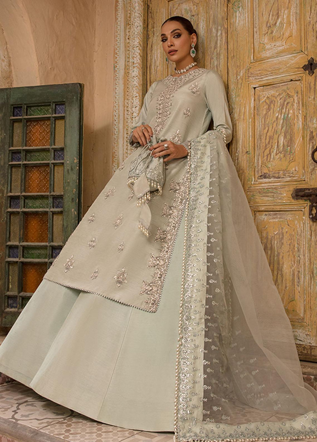 Saffron Pret Embroidered  3 Piece Suit 09 Teal Evening