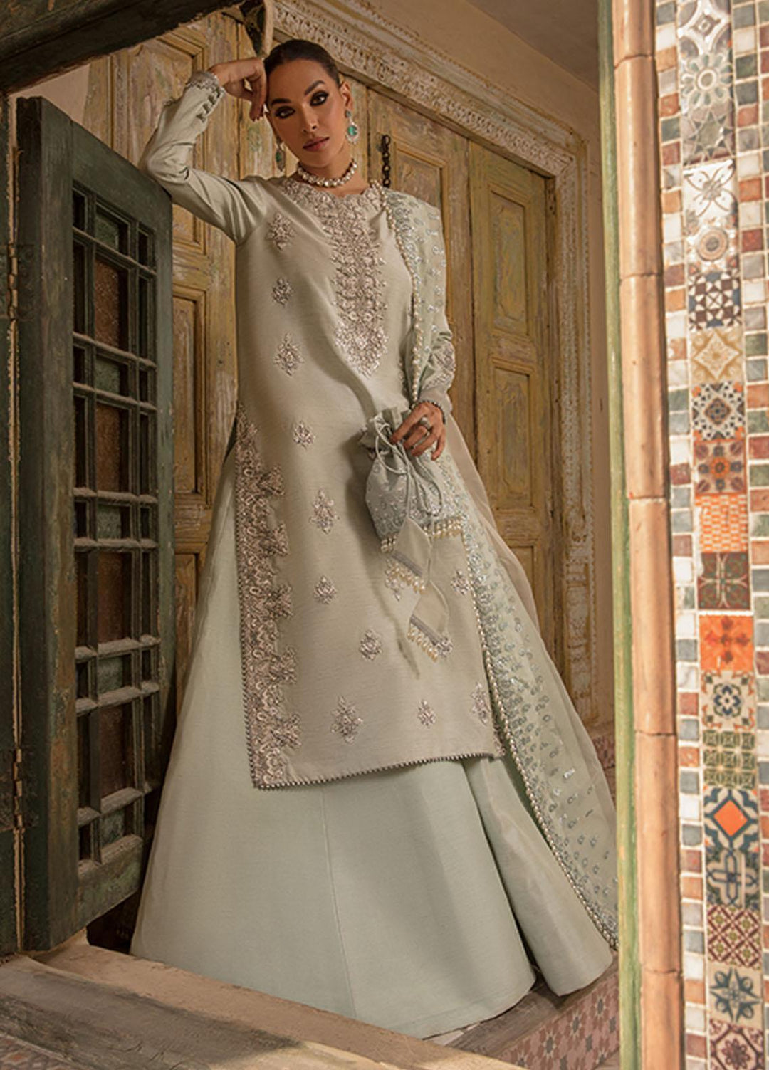 Saffron Pret Embroidered  3 Piece Suit 09 Teal Evening