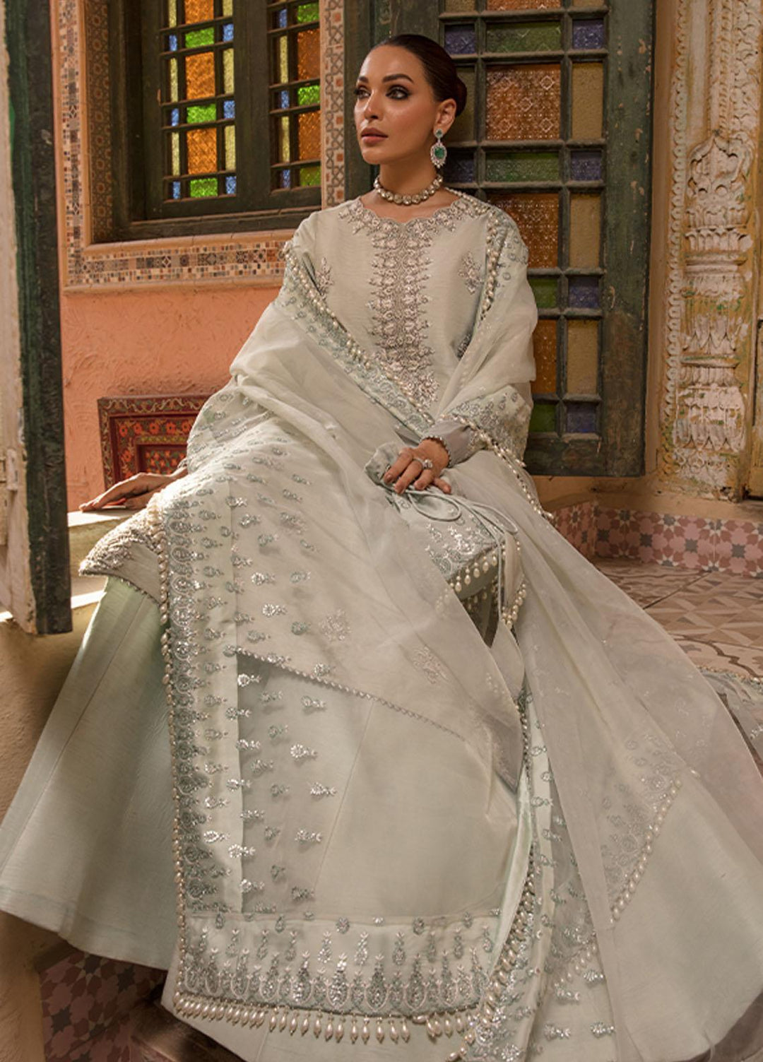 Saffron Pret Embroidered  3 Piece Suit 09 Teal Evening