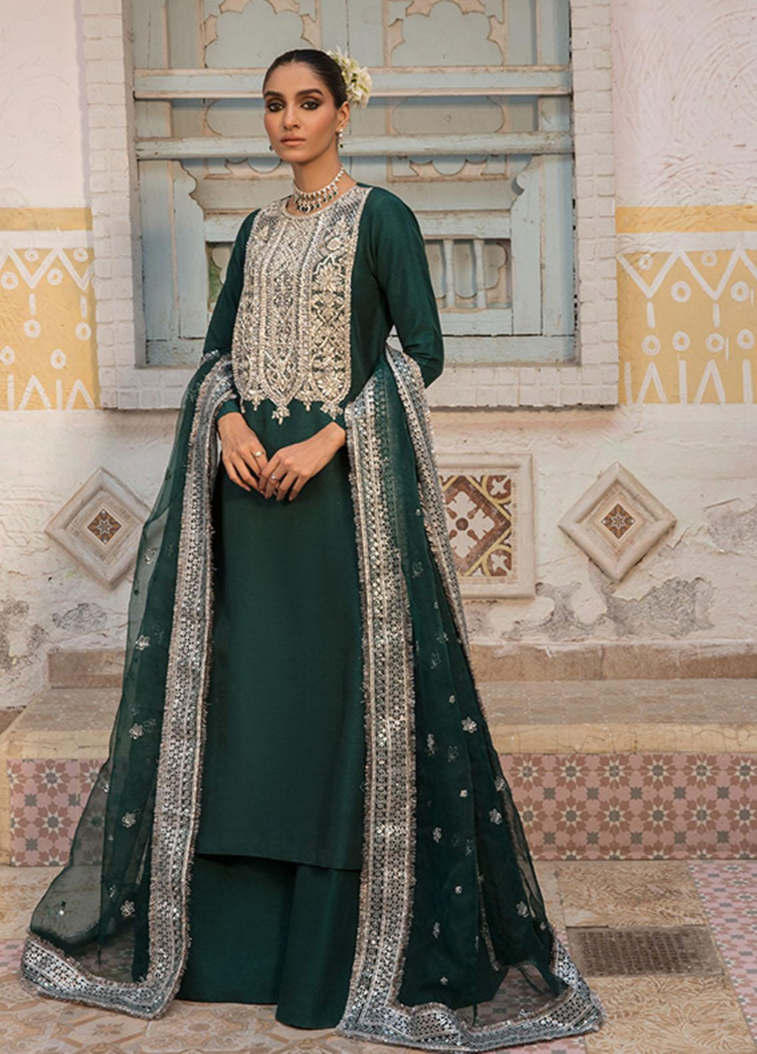 Saffron Pret Embroidered  3 Piece Suit 10 Vibrant Verdant