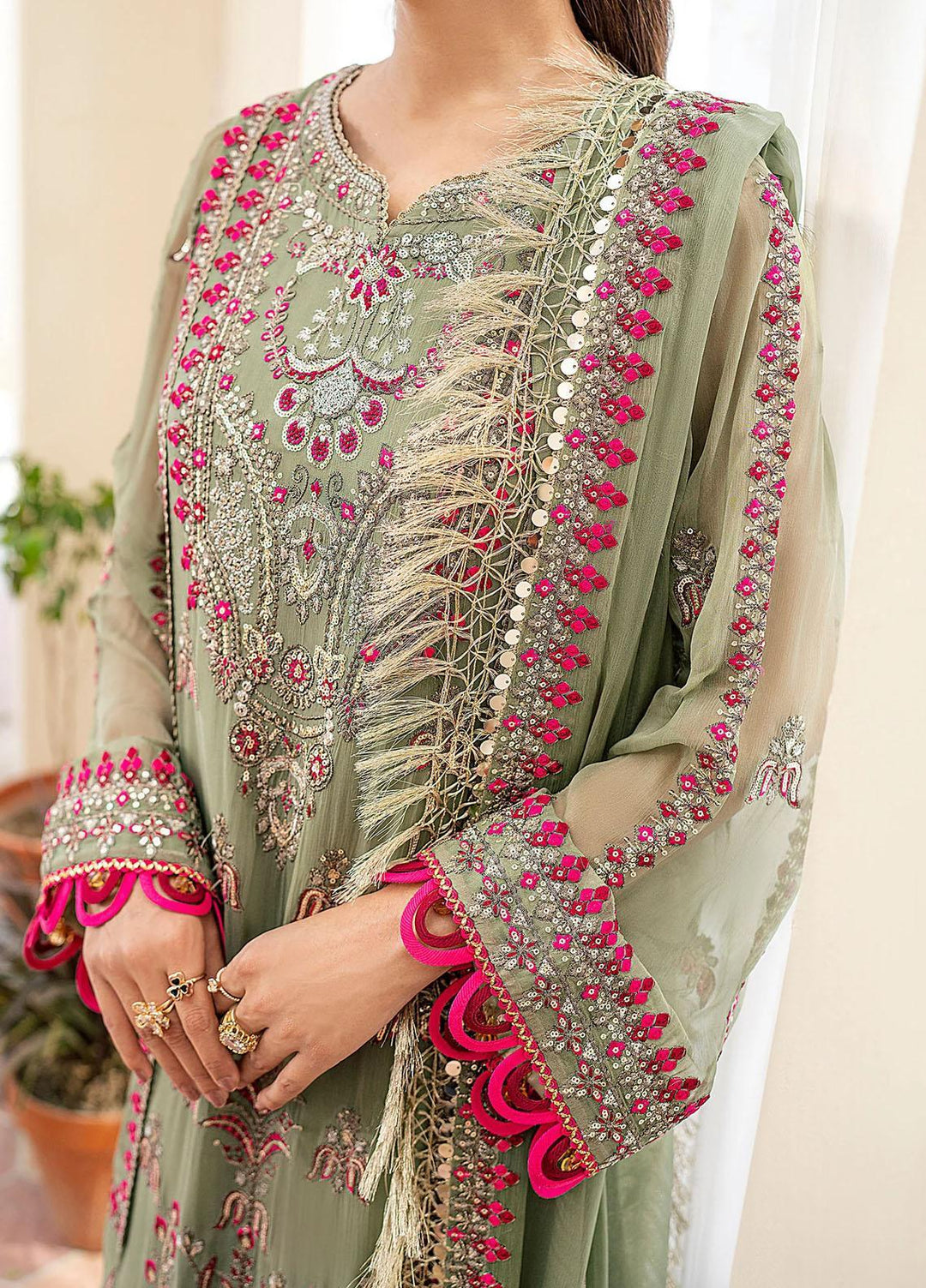 Peyam By Shamrock Premium Embroidered Chiffon Suits Unstitched 3 Piece SRK23P SFD-0090 Nora - Formal Collection