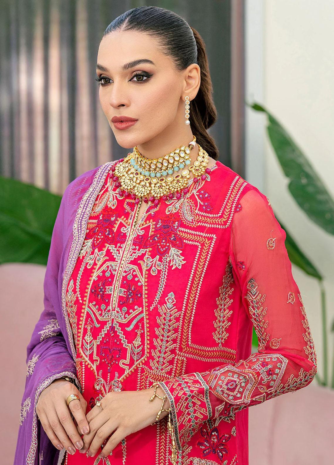 Peyam By Shamrock Premium Embroidered Chiffon Suits Unstitched 3 Piece SRK23P SFD-0097 Hajar - Formal Collection