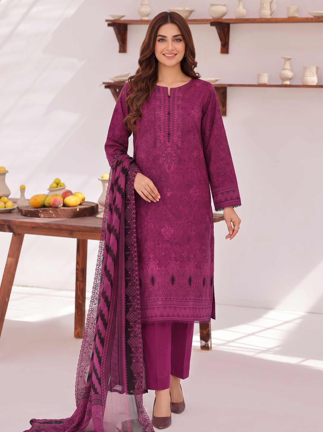 Premium Venice by HZ Textiles Unstitched Embroidered Lawn Cotton 3 Piece Suit PVE-3118 Casual Collection
