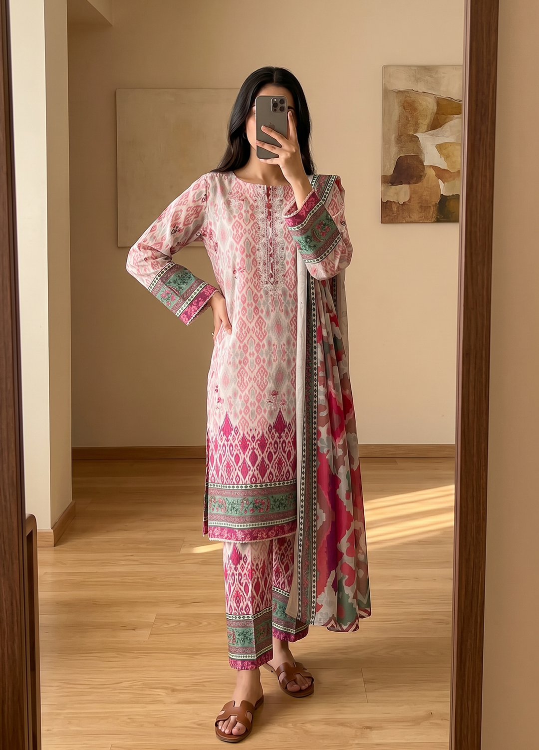 Elegant by HZ Textiles Unstitched Embroidered Lawn 3 Piece Suit EC-1051 Festive Collection