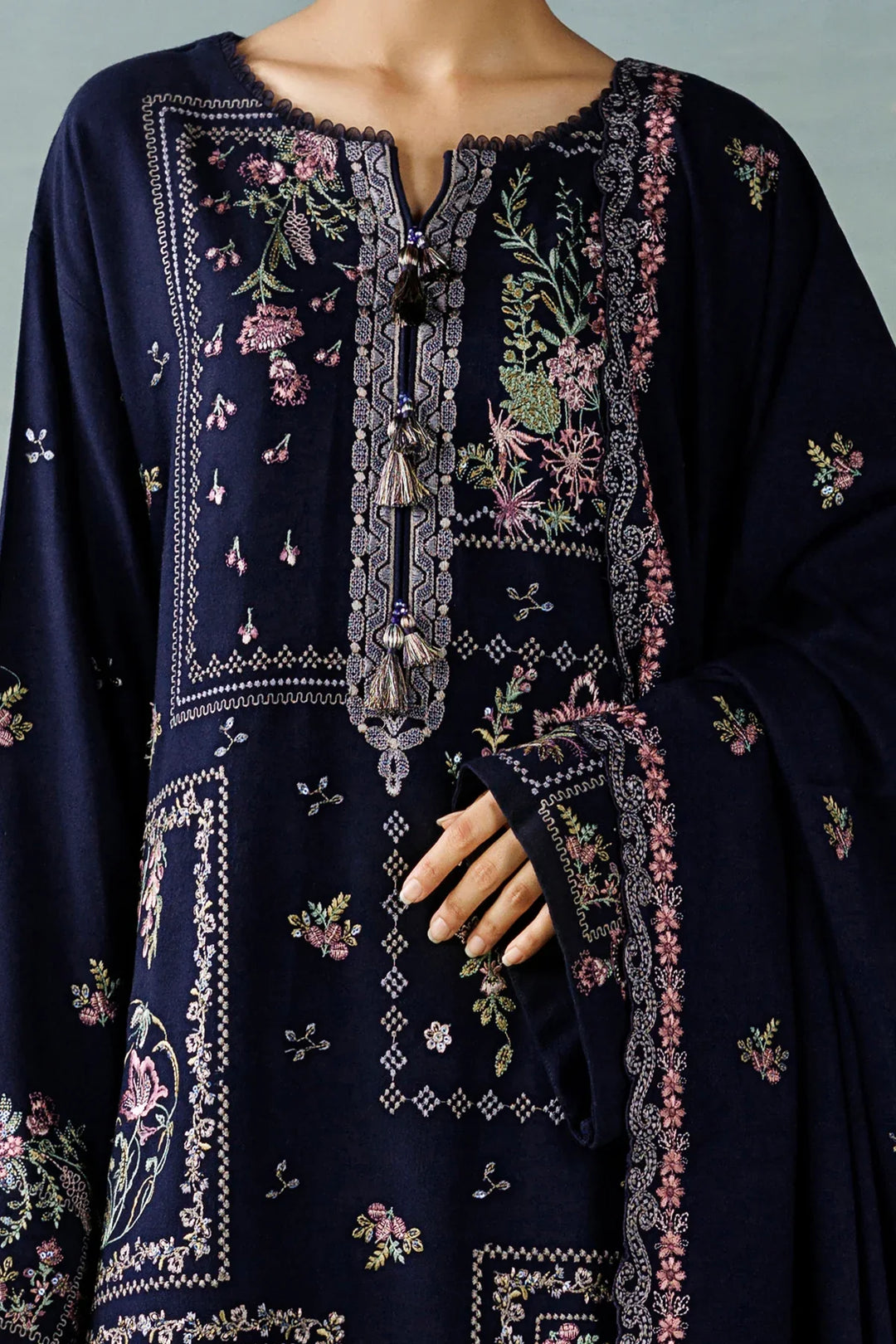 Miras by Daria Unstitched Embroidered Leather Peach 3 Piece Suit DN26UML DA-135 - Fextive Collection