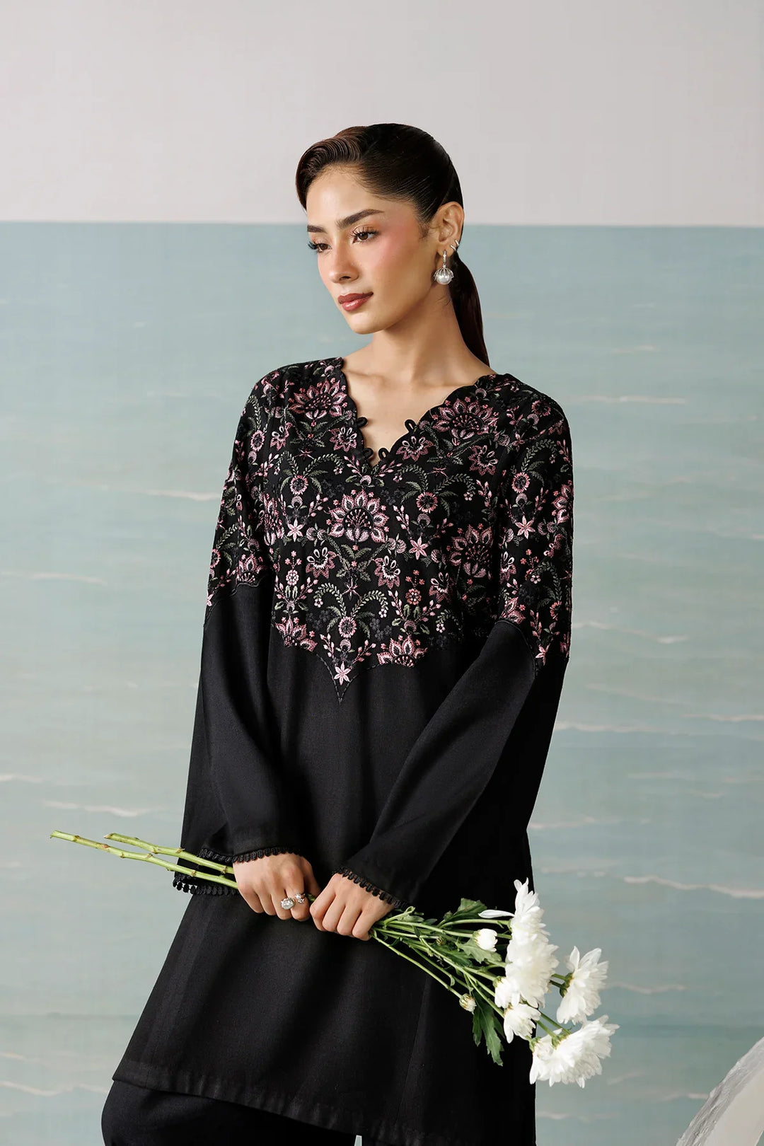 Miras by Daria Unstitched Embroidered Leather Peach 3 Piece Suit DN26UML DA-134 - Fextive Collection