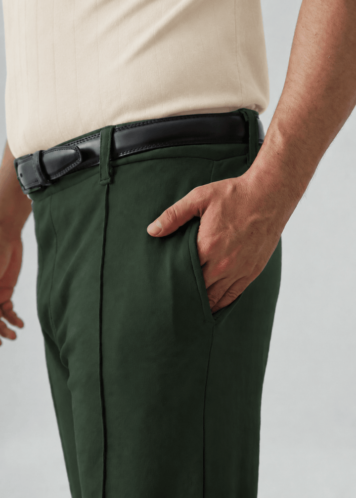 Zenetti Mens RTW Solids Cotton Trouser Forest Green WZ-010 - Casual Collection