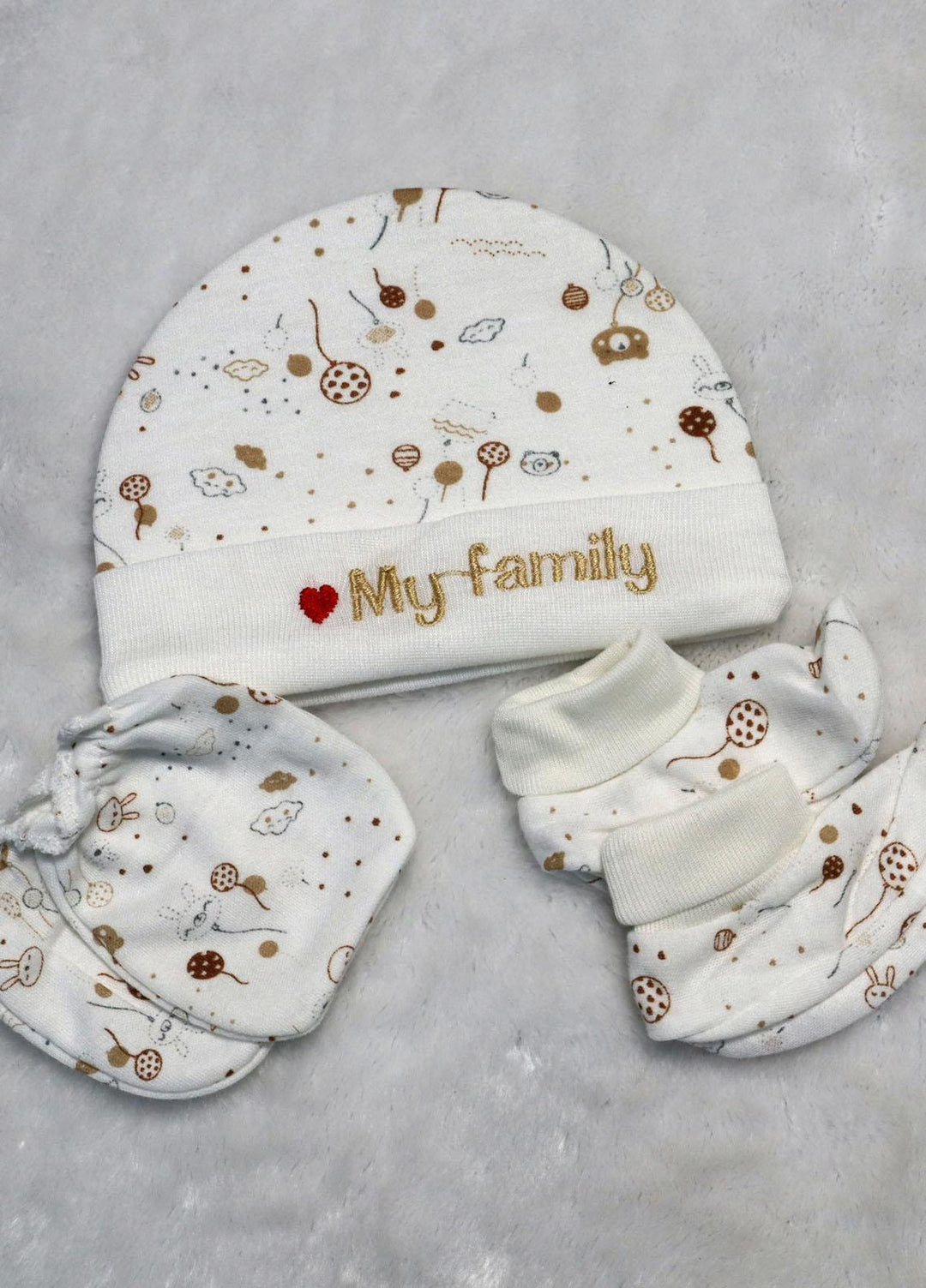 Plush Mink    Cap 2 Pcs Infant Baby Cap- White - Baby Product