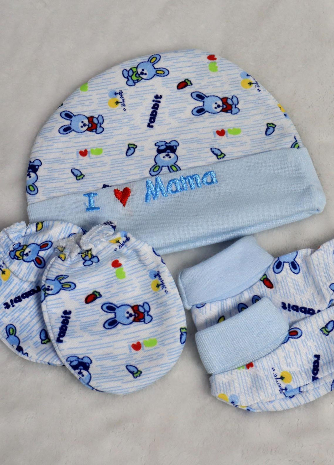 Plush Mink    Cap 2 Pcs Infant Baby Cap- Blue - Baby Product
