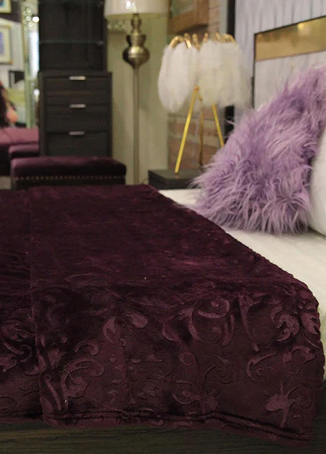 Plush Mink    Blanket Mansion Single Flannel Blanket- Purple - Plush Mink Blankets & Bed Sets