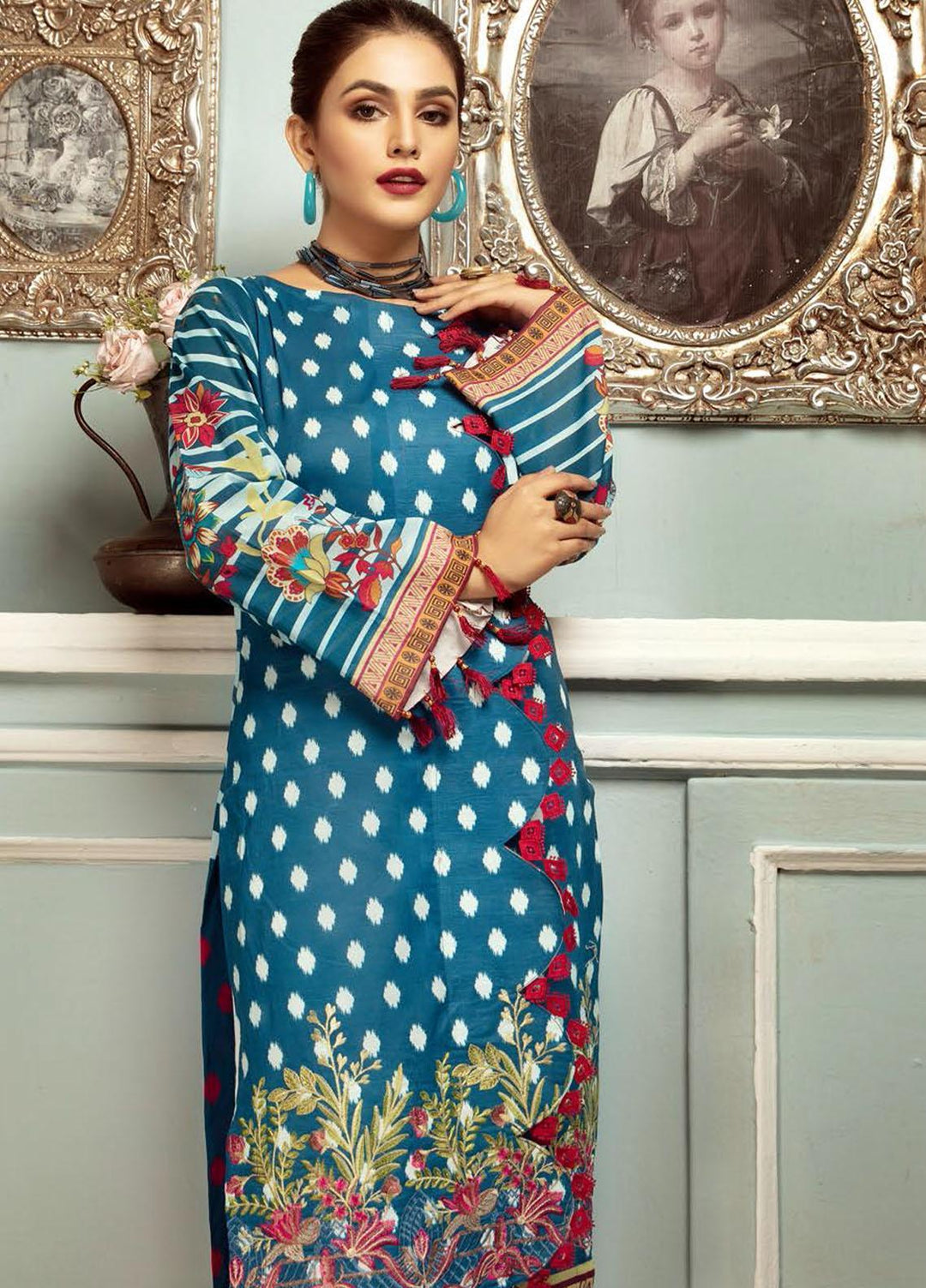Plush By Riaz Arts Embroidered Lawn  Unstitched Kurties RA21P 23 - Premium Collection