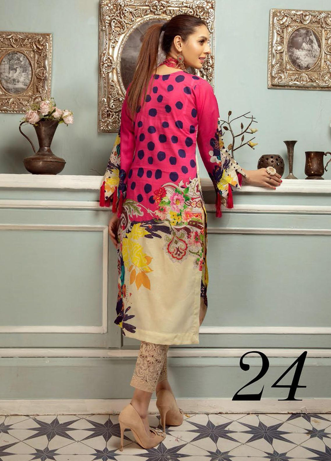 Plush By Riaz Arts Embroidered Lawn  Unstitched Kurties RA21P 24 - Premium Collection