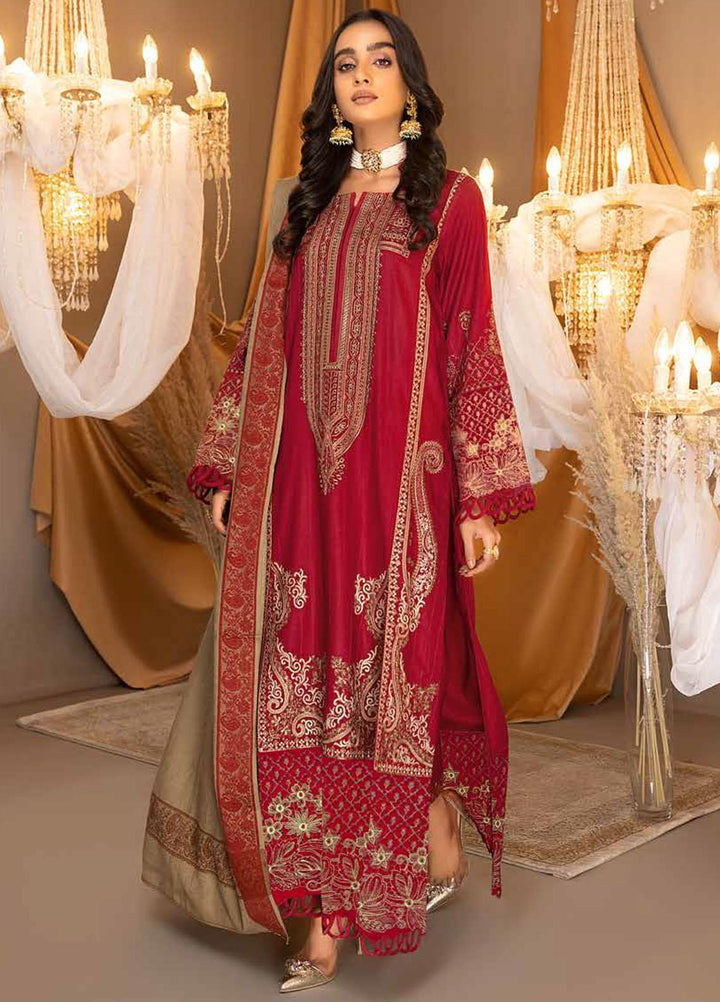 Posheema By Charizma Embroidered Leather Peach Suits Unstitched 3 Piece CRZ22PS PS 03 - Winter Collection