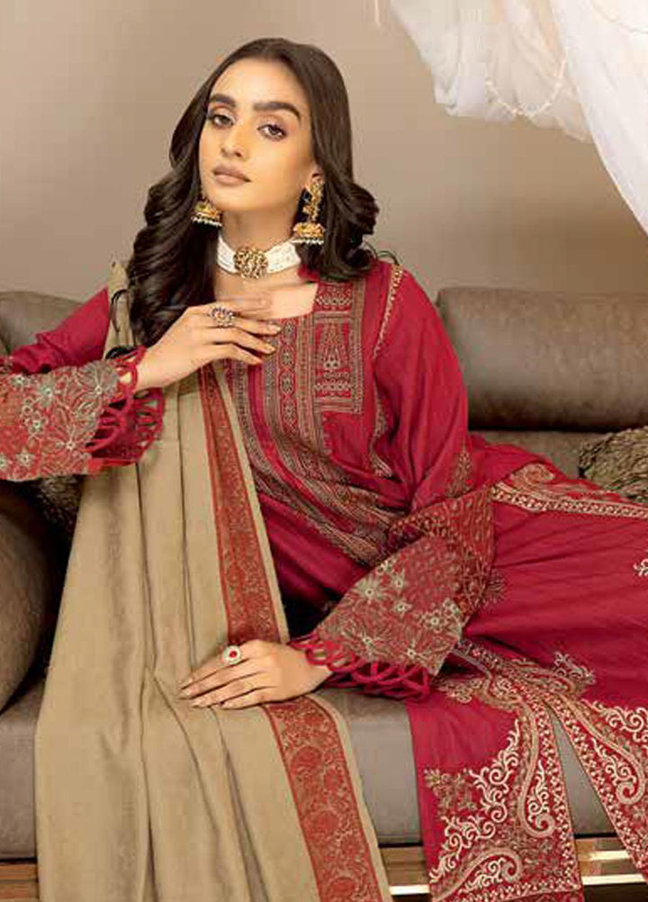 Posheema By Charizma Embroidered Leather Peach Suits Unstitched 3 Piece CRZ22PS PS 03 - Winter Collection