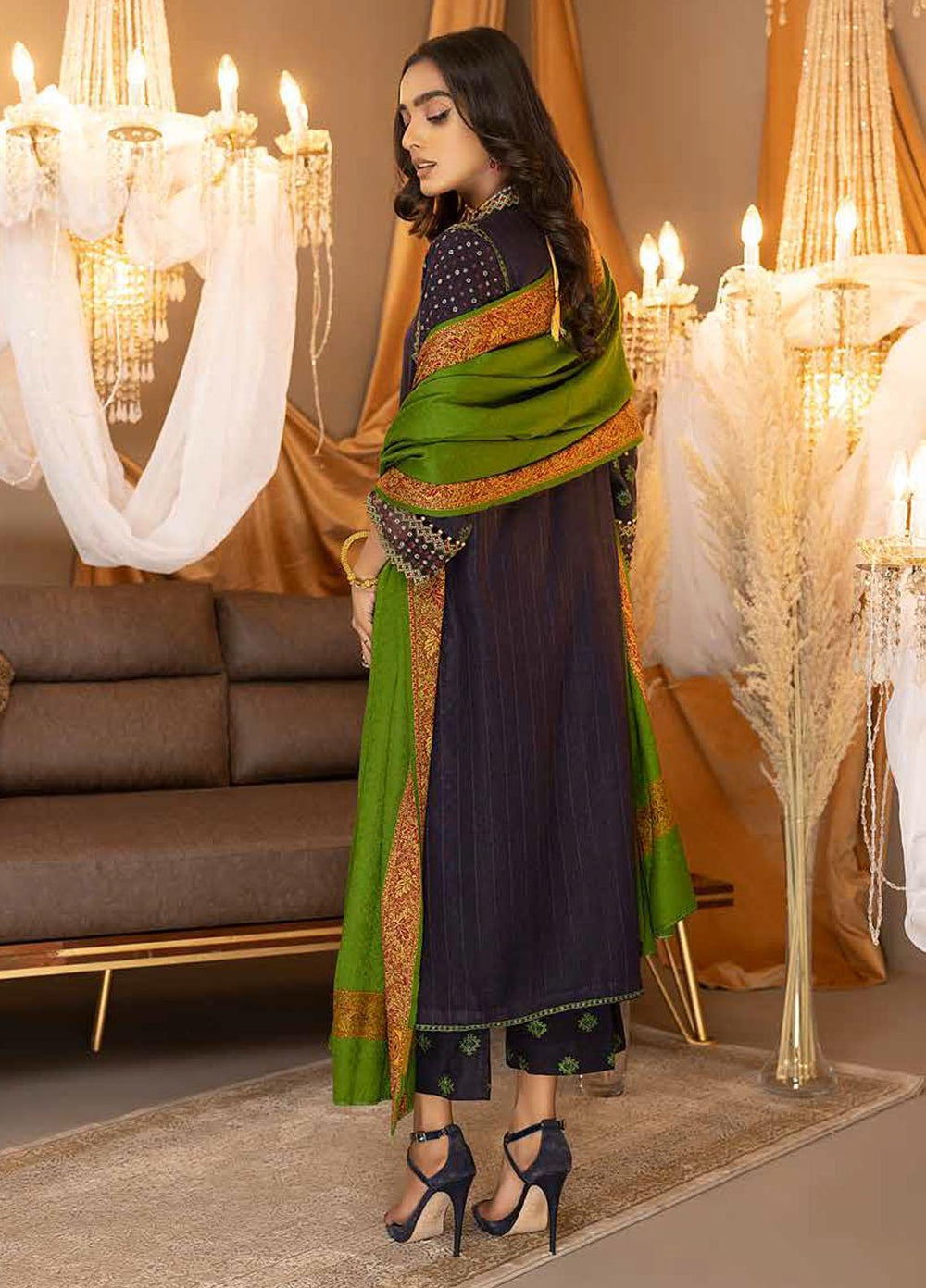 Posheema By Charizma Embroidered Leather Peach Suits Unstitched 3 Piece CRZ22PS PS 05 - Winter Collection