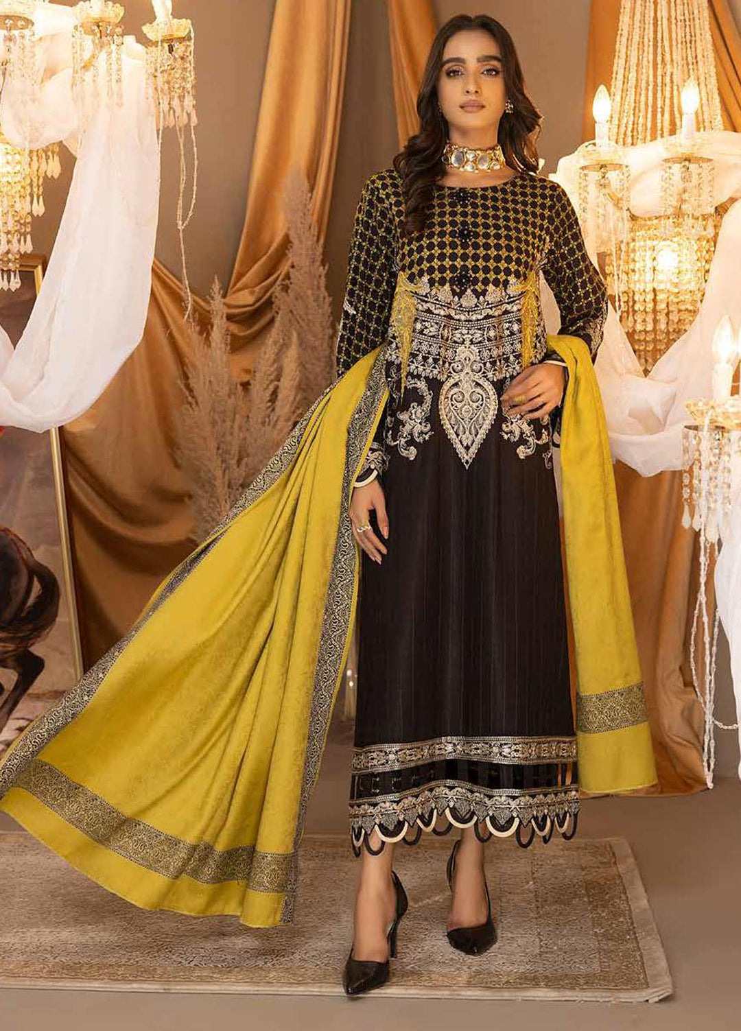 Posheema By Charizma Embroidered Leather Peach Suits Unstitched 3 Piece CRZ22PS PS 06 - Winter Collection