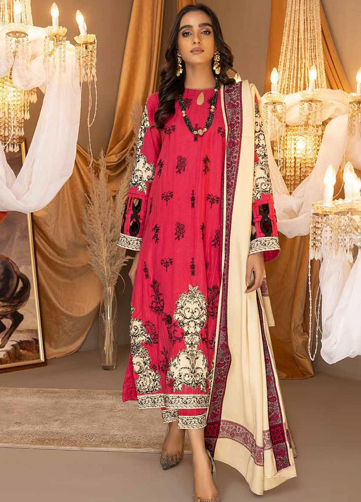 Posheema By Charizma Embroidered Leather Peach Suits Unstitched 3 Piece CRZ22PS PS 07 - Winter Collection