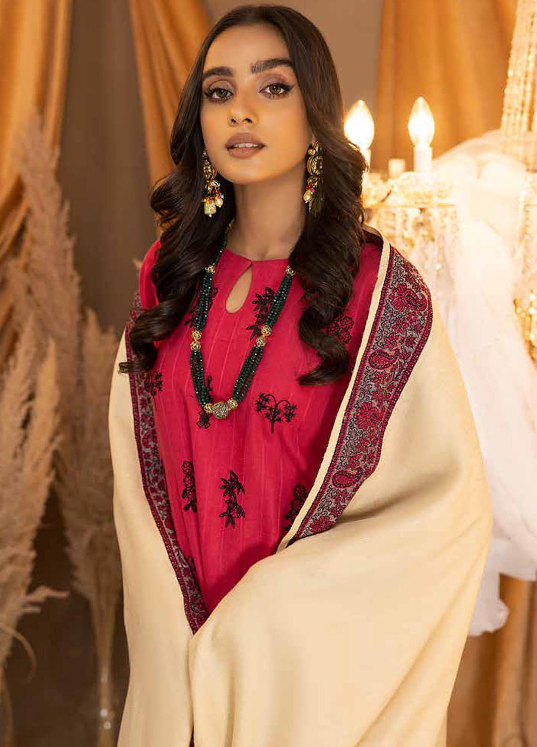 Posheema By Charizma Embroidered Leather Peach Suits Unstitched 3 Piece CRZ22PS PS 07 - Winter Collection
