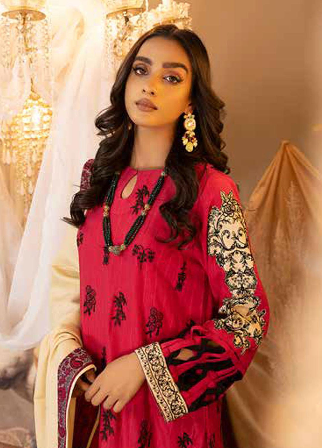 Posheema By Charizma Embroidered Leather Peach Suits Unstitched 3 Piece CRZ22PS PS 07 - Winter Collection