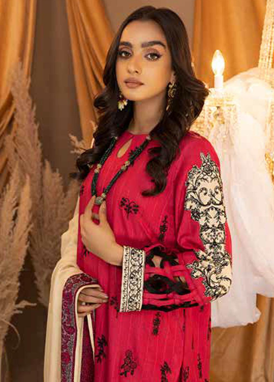 Posheema By Charizma Embroidered Leather Peach Suits Unstitched 3 Piece CRZ22PS PS 07 - Winter Collection