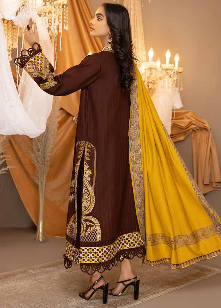 Posheema By Charizma Embroidered Leather Peach Suits Unstitched 3 Piece CRZ22PS PS 08 - Winter Collection