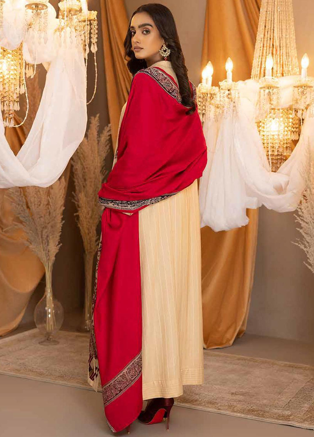 Posheema By Charizma Embroidered Leather Peach Suits Unstitched 3 Piece CRZ22PS PS 09 - Winter Collection