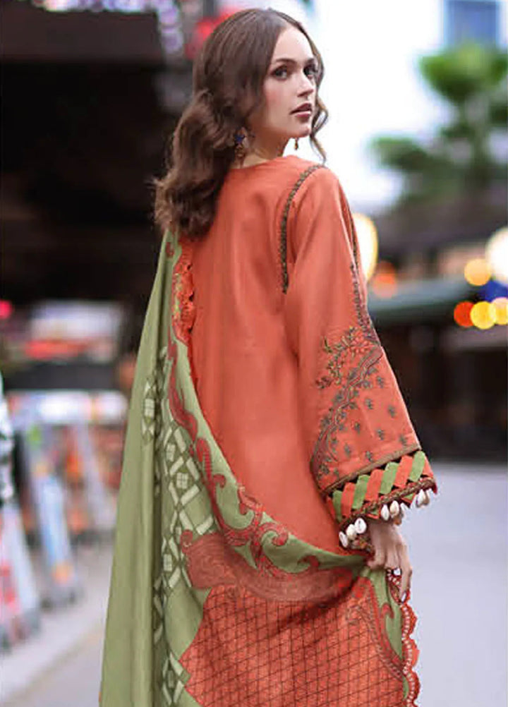 Poshima by Charizma Embroidered Leather Peach Suit Unstitched 3 Piece PS4-01 - Winter Collection