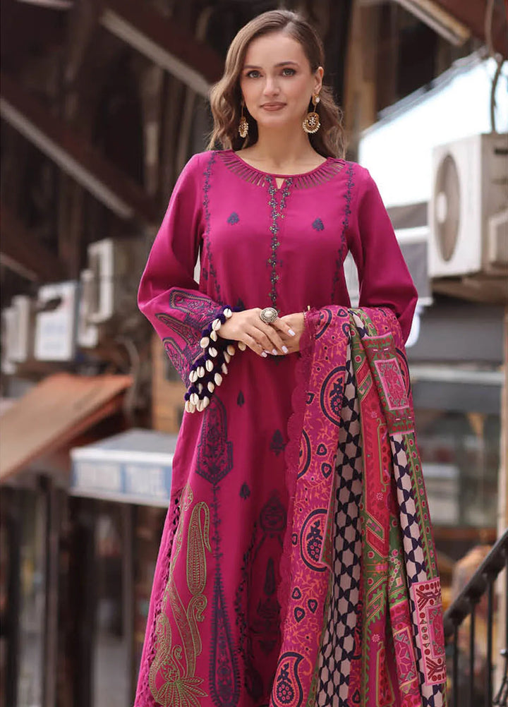 Poshima by Charizma Embroidered Leather Peach Suit Unstitched 3 Piece PS4-02 - Winter Collection