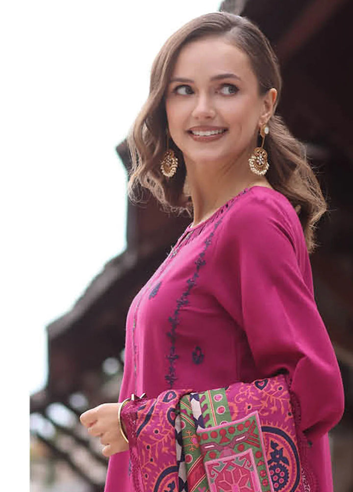 Poshima by Charizma Embroidered Leather Peach Suit Unstitched 3 Piece PS4-02 - Winter Collection