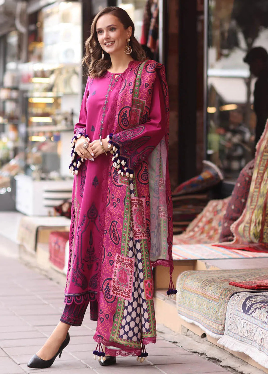 Poshima by Charizma Embroidered Leather Peach Suit Unstitched 3 Piece PS4-02 - Winter Collection