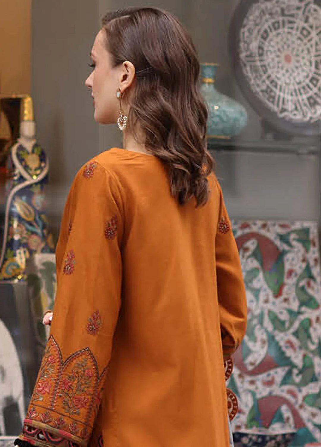 Poshima by Charizma Embroidered Leather Peach Suit Unstitched 3 Piece PS4-04 - Winter Collection