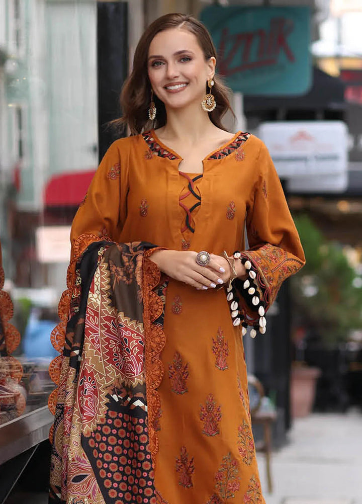 Poshima by Charizma Embroidered Leather Peach Suit Unstitched 3 Piece PS4-04 - Winter Collection