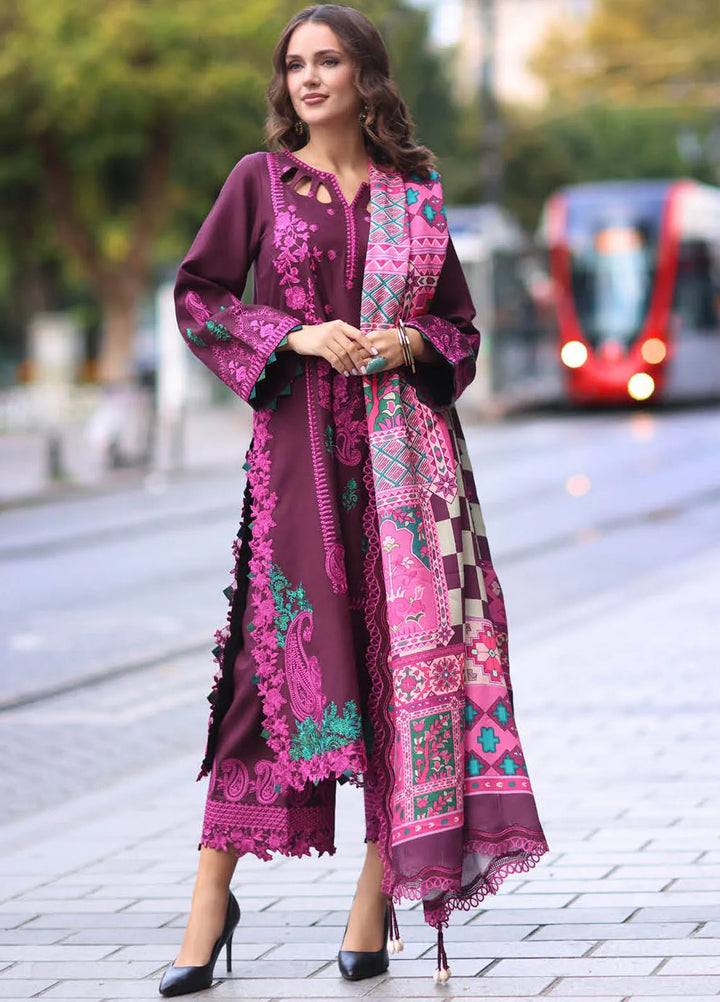 Poshima by Charizma Embroidered Leather Peach Suit Unstitched 3 Piece PS4-05 - Winter Collection