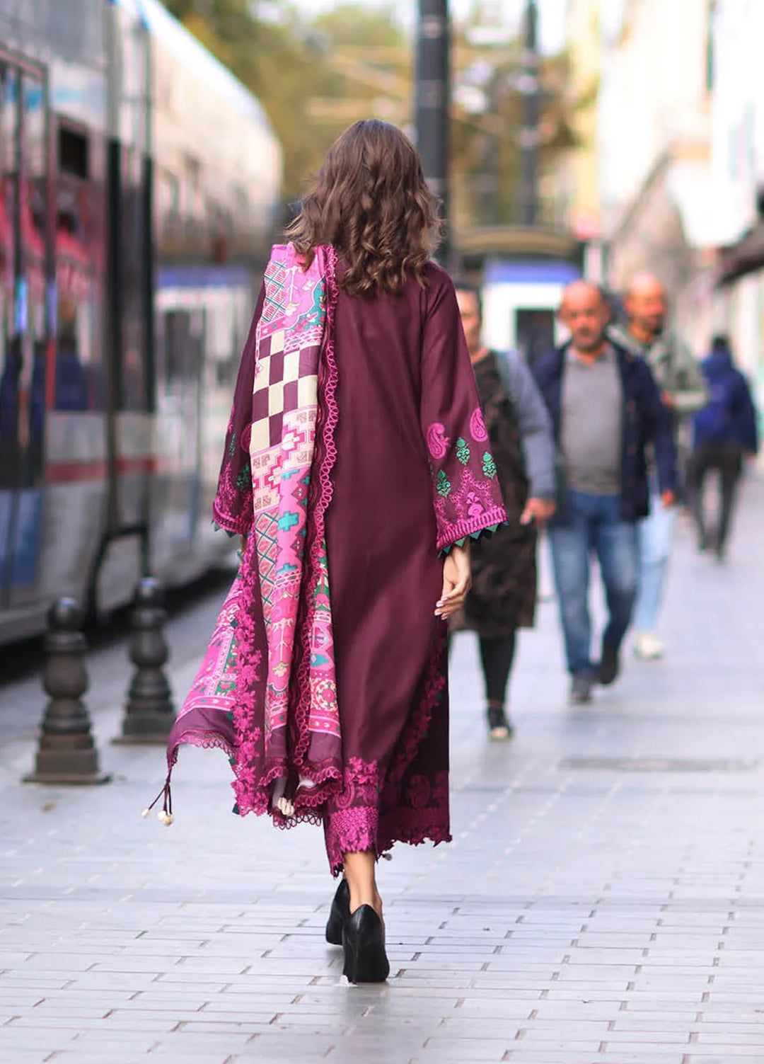 Poshima by Charizma Embroidered Leather Peach Suit Unstitched 3 Piece PS4-05 - Winter Collection