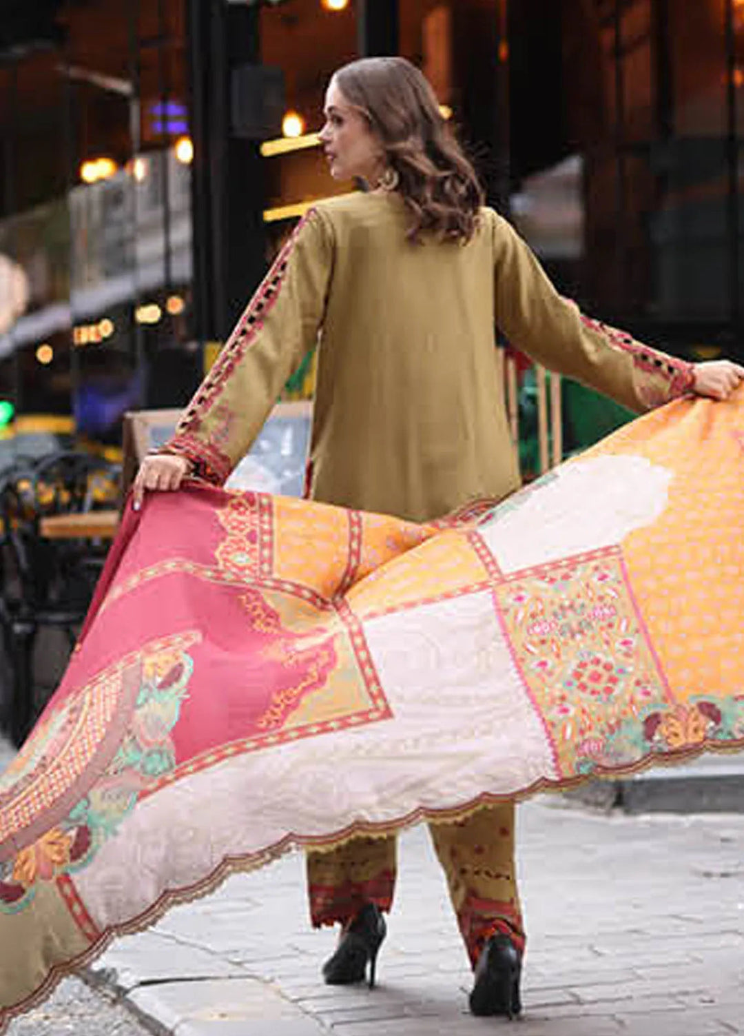 Poshima by Charizma Embroidered Leather Peach Suit Unstitched 3 Piece PS4-08 - Winter Collection