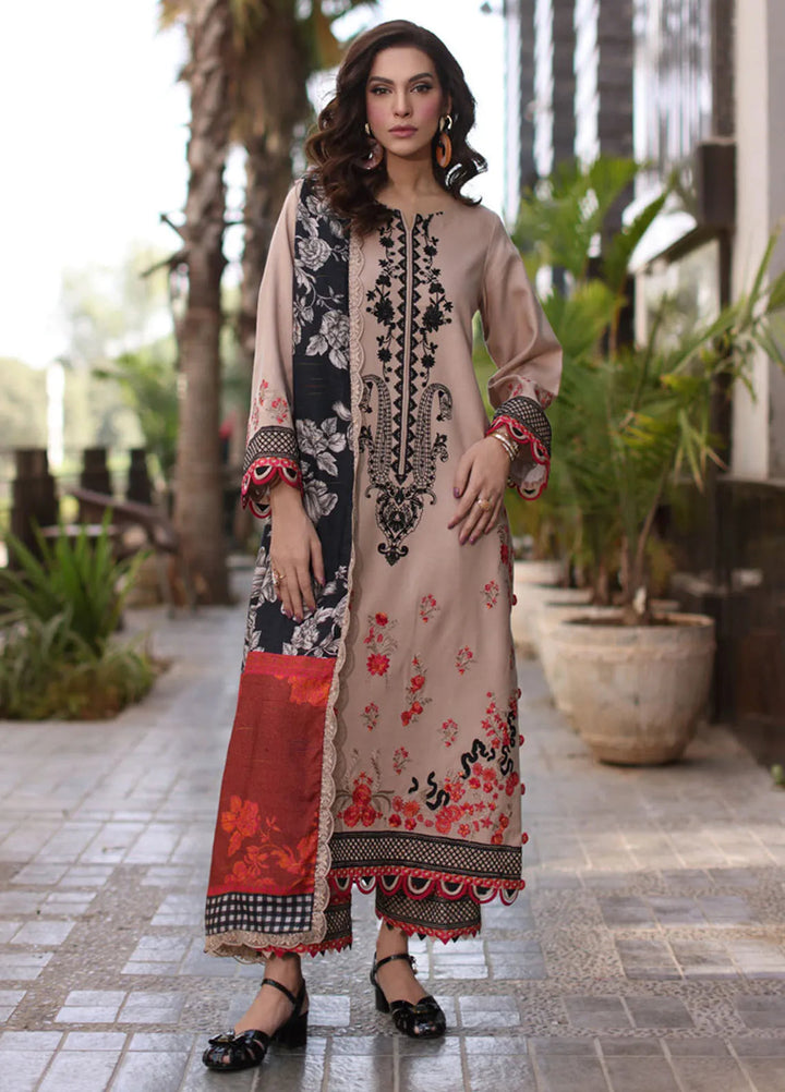 Poshima by Charizma Embroidered Leather Peach Suits Unstitched 3 Piece CRZ24PS PS4-10 - Winter Collection