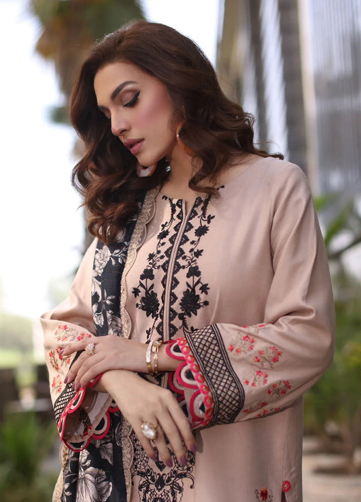 Poshima by Charizma Embroidered Leather Peach Suits Unstitched 3 Piece CRZ24PS PS4-10 - Winter Collection
