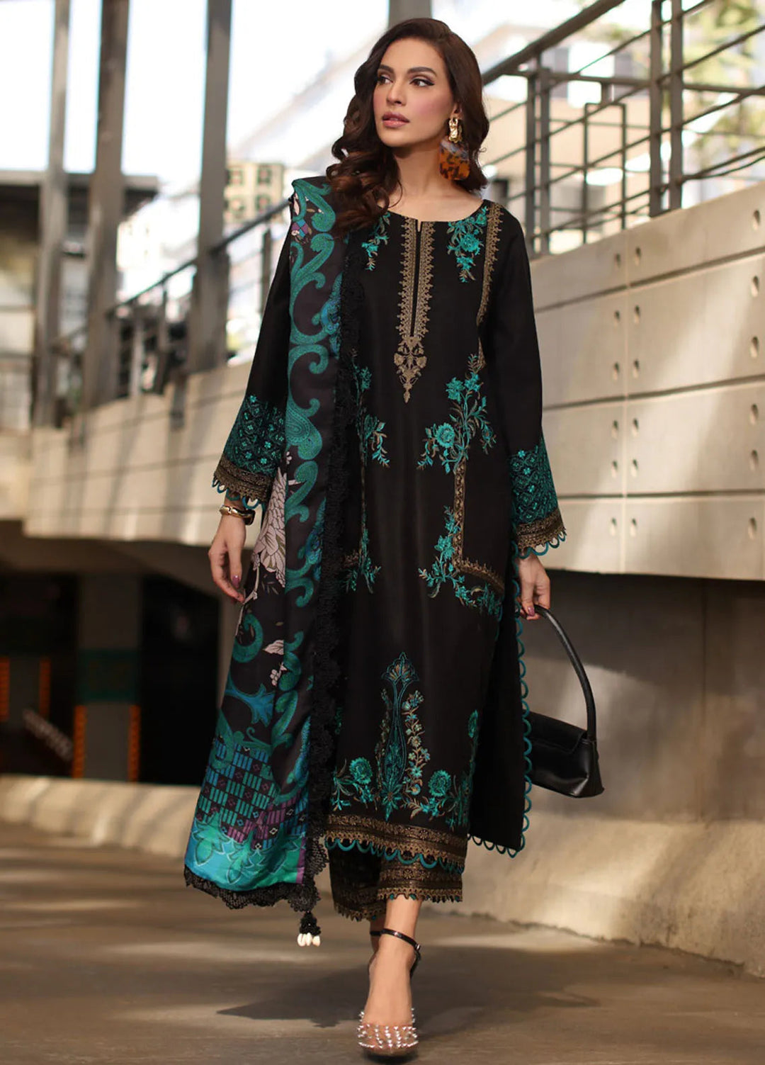 Poshima by Charizma Embroidered Leather Peach Suits Unstitched 3 Piece CRZ24PS PS4-12 - Winter Collection