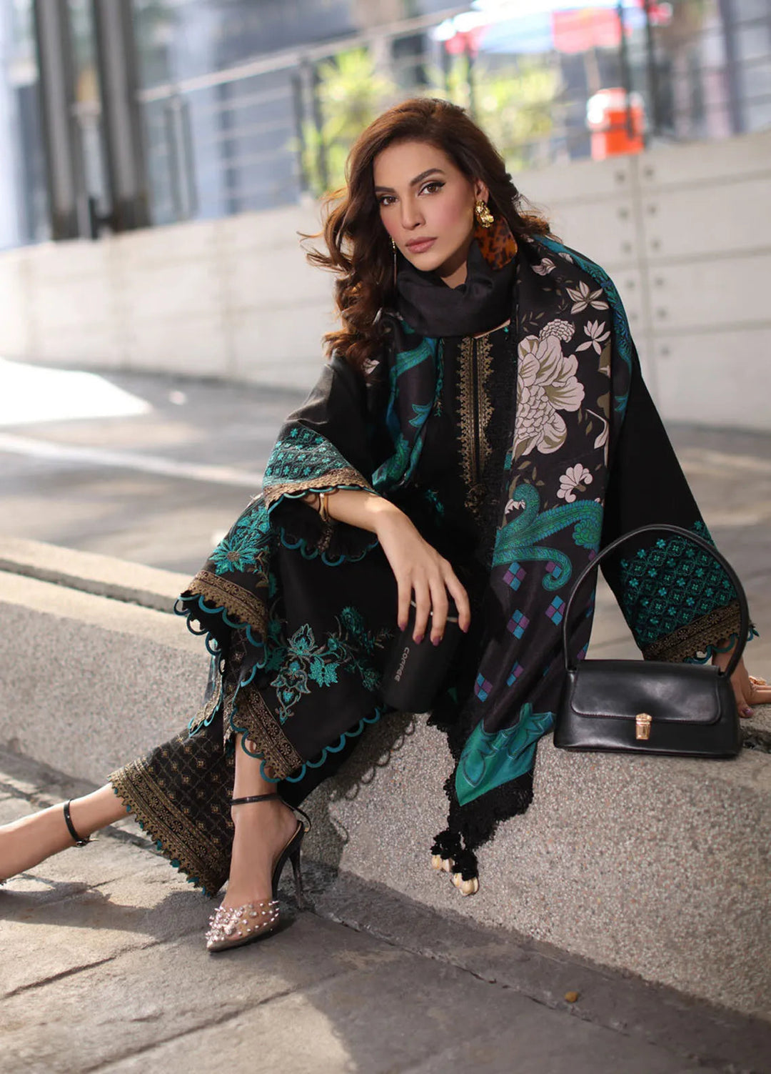 Poshima by Charizma Embroidered Leather Peach Suits Unstitched 3 Piece CRZ24PS PS4-12 - Winter Collection