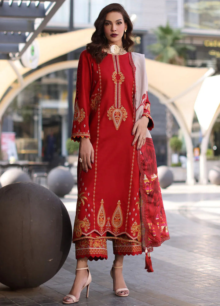 Poshima by Charizma Embroidered Leather Peach Suits Unstitched 3 Piece CRZ24PS PS4-13 - Winter Collection