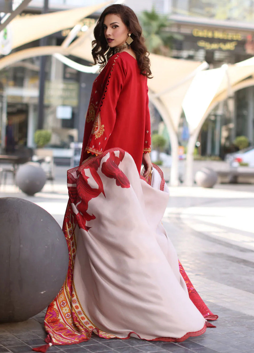 Poshima by Charizma Embroidered Leather Peach Suits Unstitched 3 Piece CRZ24PS PS4-13 - Winter Collection