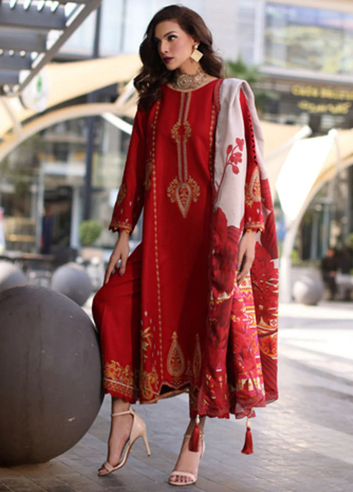 Poshima by Charizma Embroidered Leather Peach Suits Unstitched 3 Piece CRZ24PS PS4-13 - Winter Collection