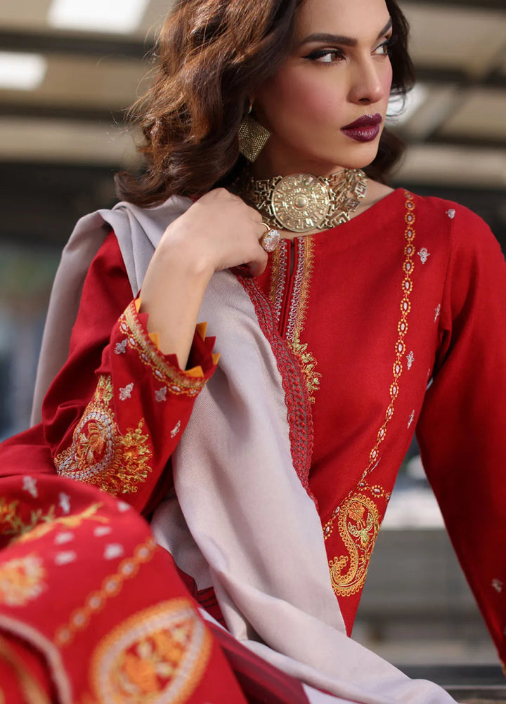 Poshima by Charizma Embroidered Leather Peach Suits Unstitched 3 Piece CRZ24PS PS4-13 - Winter Collection