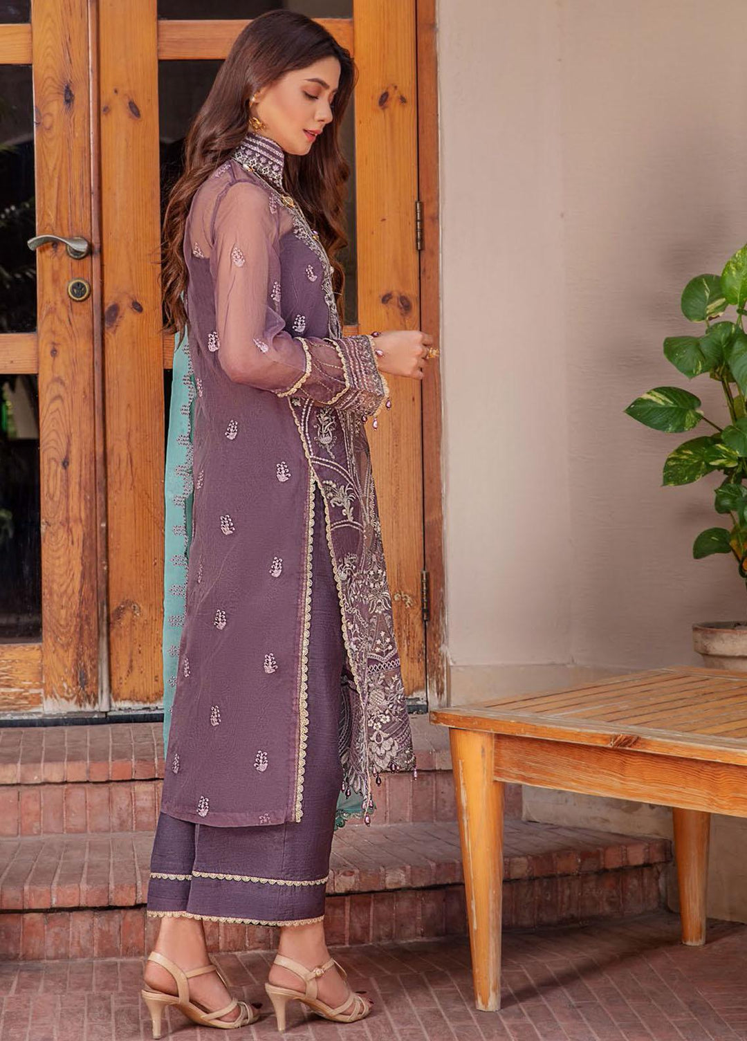 Preesha By Humdum Embroidered Organza Suits Unstitched 3 Piece HD22P 03 - Luxury Collection