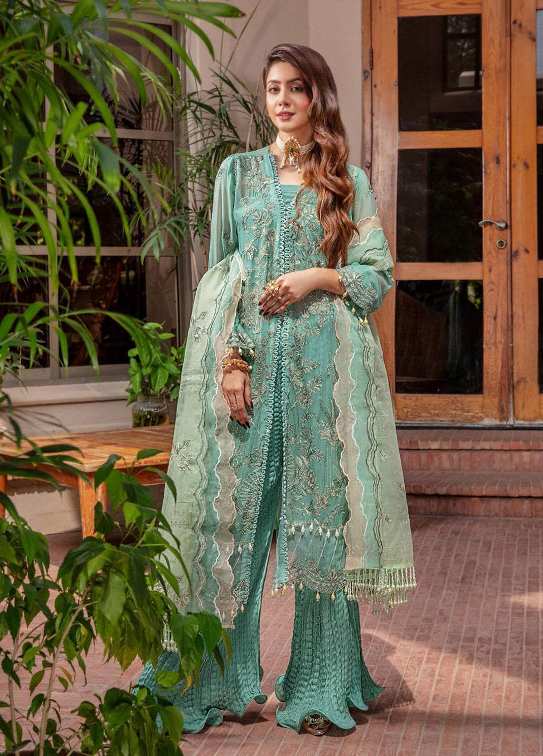 Preesha By Humdum Embroidered Chiffon Suits Unstitched 3 Piece HD22P 04 - Luxury Collection
