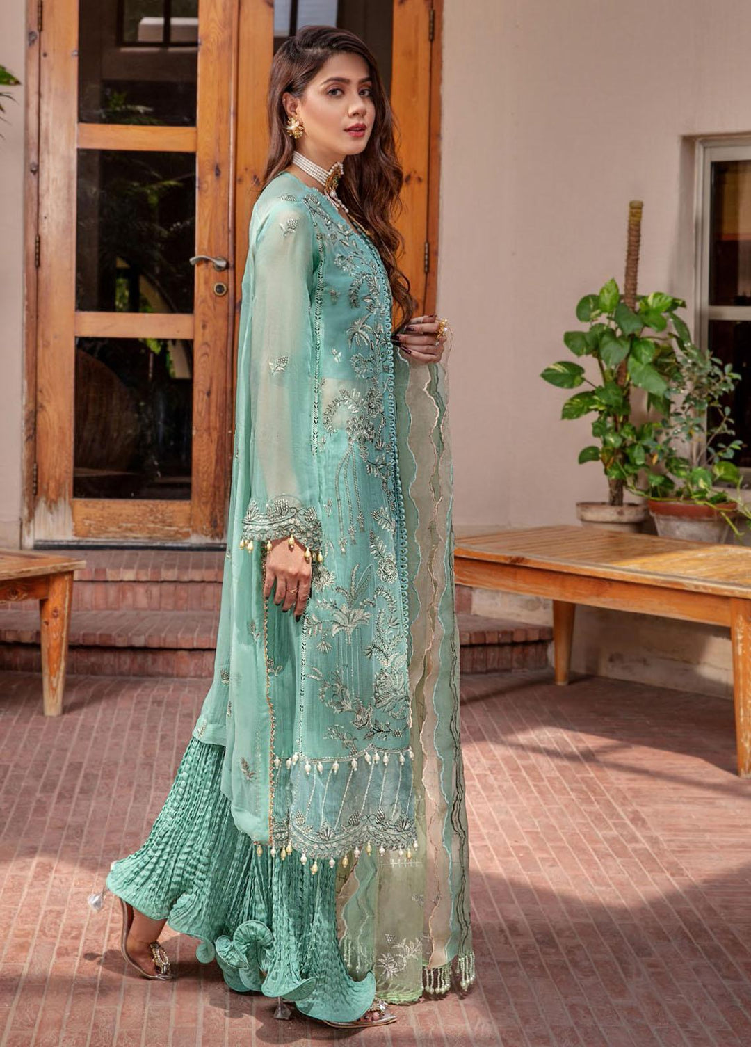 Preesha By Humdum Embroidered Chiffon Suits Unstitched 3 Piece HD22P 04 - Luxury Collection