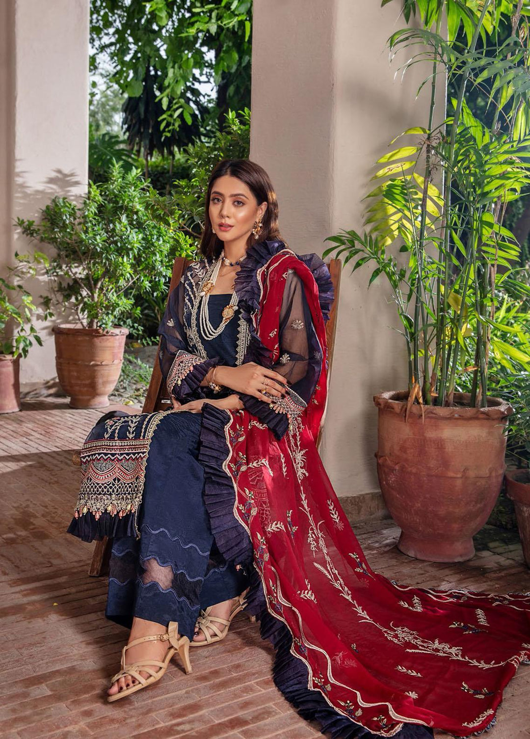 Preesha By Humdum Embroidered Organza Suits Unstitched 3 Piece HD22P 06 - Luxury Collection